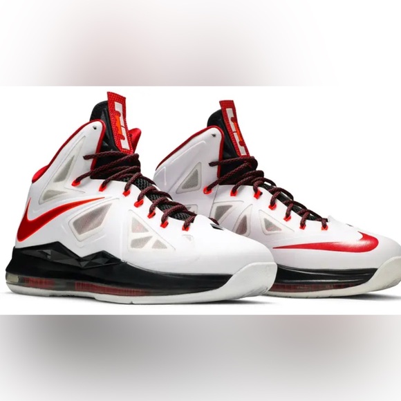 Nike LeBron X 10 Heat Home Mens Size 10 Basketball Sneakers - Picture 1 of 8